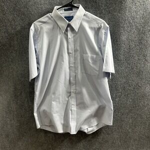 Towncraft Wrinkle Free 16 Broadcloth Short Sleeve Blue Tightly Woven Shirt EUC!